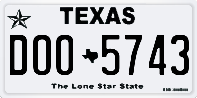 TX license plate DOO5743
