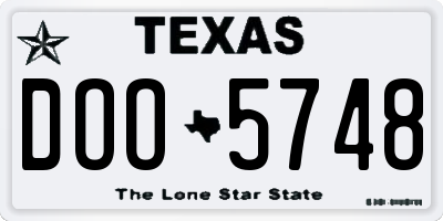 TX license plate DOO5748