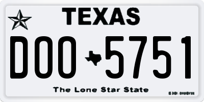 TX license plate DOO5751