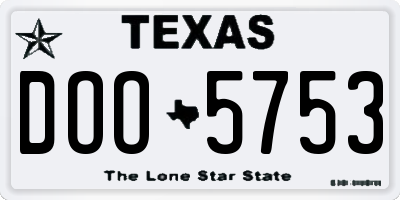 TX license plate DOO5753