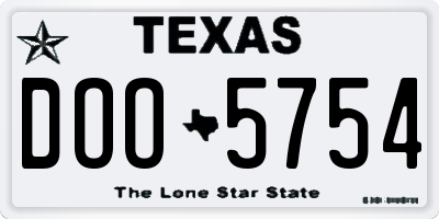 TX license plate DOO5754