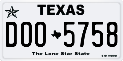 TX license plate DOO5758