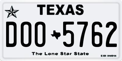 TX license plate DOO5762
