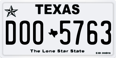 TX license plate DOO5763