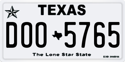 TX license plate DOO5765