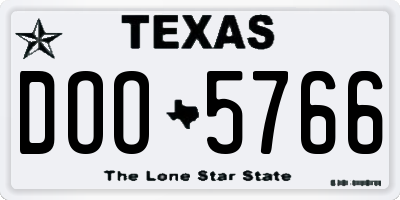 TX license plate DOO5766