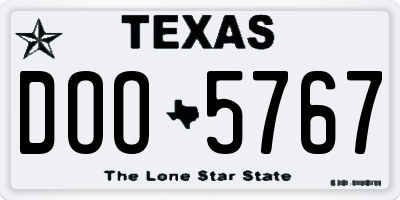 TX license plate DOO5767