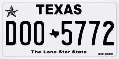 TX license plate DOO5772
