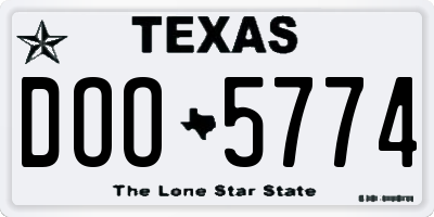 TX license plate DOO5774