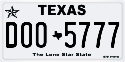 TX license plate DOO5777