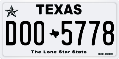 TX license plate DOO5778