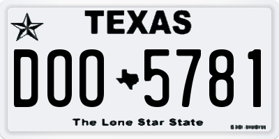 TX license plate DOO5781