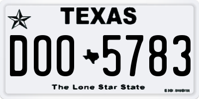 TX license plate DOO5783