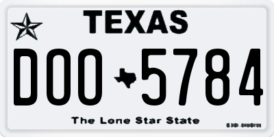 TX license plate DOO5784