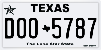 TX license plate DOO5787
