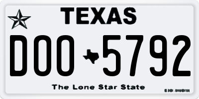 TX license plate DOO5792