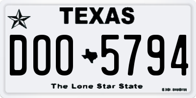 TX license plate DOO5794