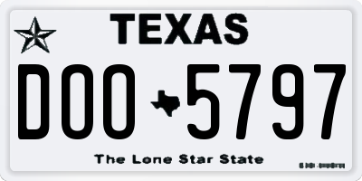 TX license plate DOO5797