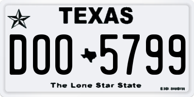 TX license plate DOO5799