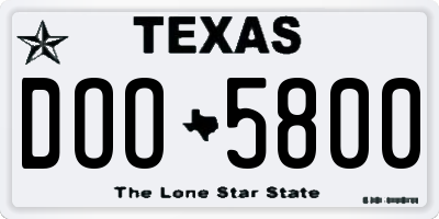 TX license plate DOO5800
