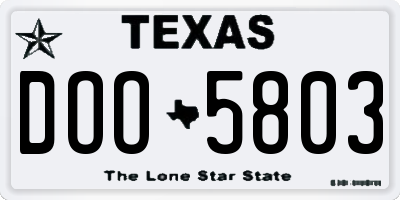 TX license plate DOO5803
