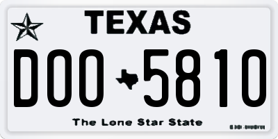 TX license plate DOO5810