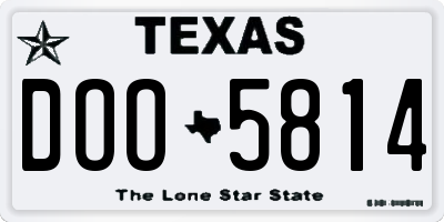 TX license plate DOO5814