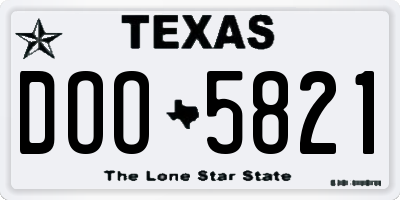 TX license plate DOO5821