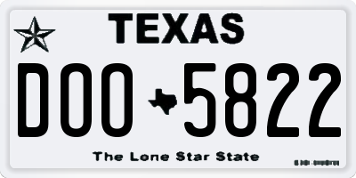 TX license plate DOO5822