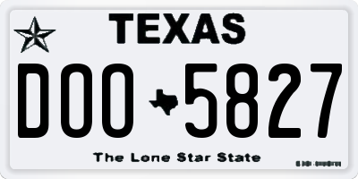 TX license plate DOO5827