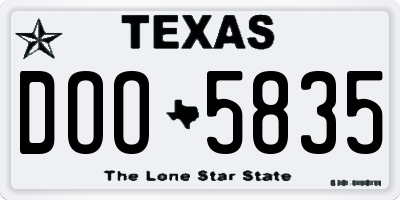 TX license plate DOO5835