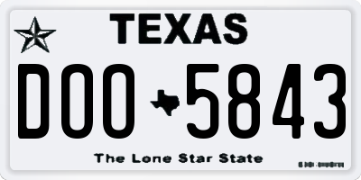 TX license plate DOO5843
