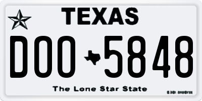 TX license plate DOO5848