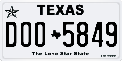 TX license plate DOO5849