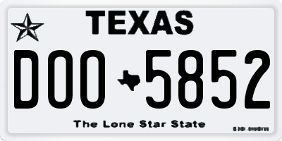 TX license plate DOO5852