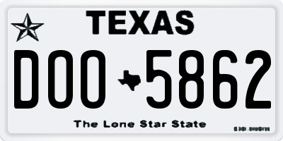 TX license plate DOO5862