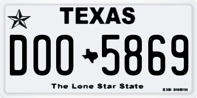 TX license plate DOO5869