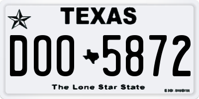 TX license plate DOO5872