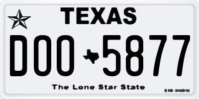 TX license plate DOO5877