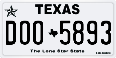 TX license plate DOO5893