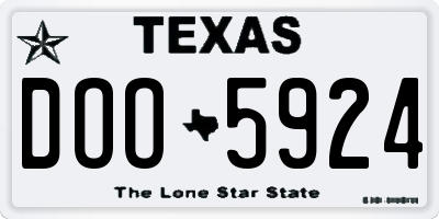 TX license plate DOO5924