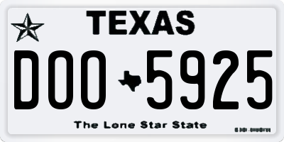 TX license plate DOO5925