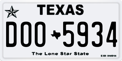 TX license plate DOO5934