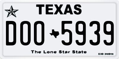 TX license plate DOO5939