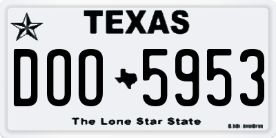 TX license plate DOO5953