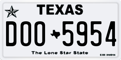 TX license plate DOO5954