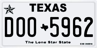 TX license plate DOO5962