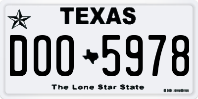 TX license plate DOO5978