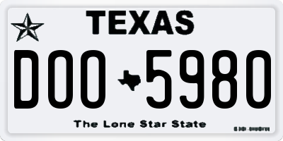 TX license plate DOO5980