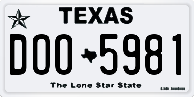 TX license plate DOO5981